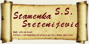 Stamenka Sretenijević vizit kartica